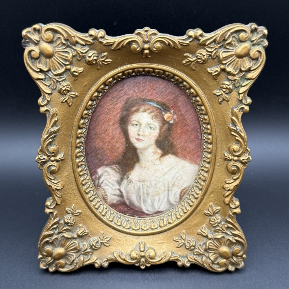 Vtg Cameo Creations Convex Bubble Glass Gallery Wall Art Victorian Lady Portrait